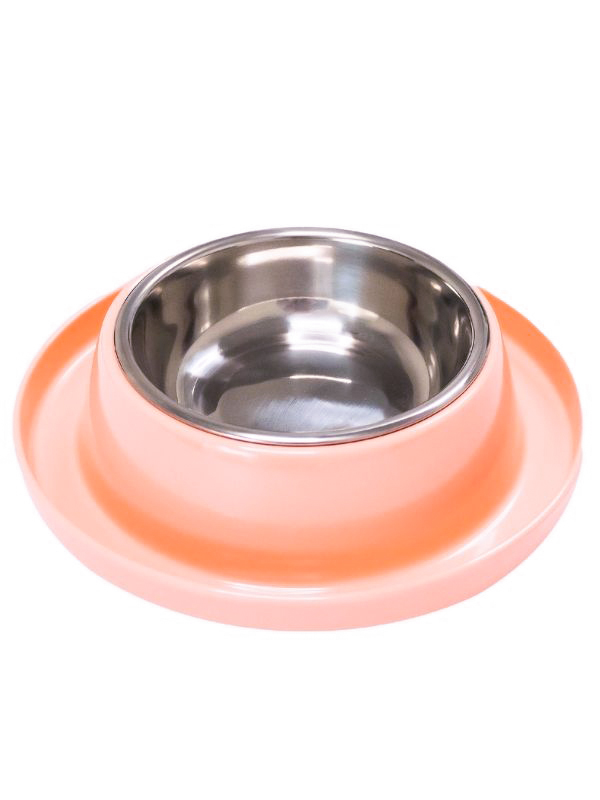 Одинарная миска для кошек и собак SuperDesign, нержавеющая сталь, меламин, розовый, 0.35 л