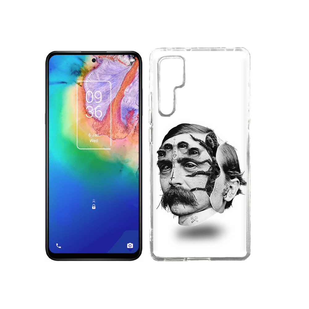 

Чехол MyPads Tocco для TCL 20 Pro страшное лицо мужчины, Прозрачный, Tocco