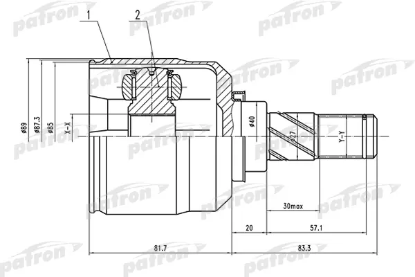 

ШРУС внутренний правый 25x40x23 NISSAN ALMERA TINO (V10M) 00-05 PATRON PCV1546