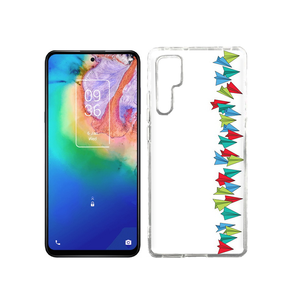 

Чехол MyPads Tocco для TCL 20 Pro самолетики из листочков, Прозрачный, Tocco