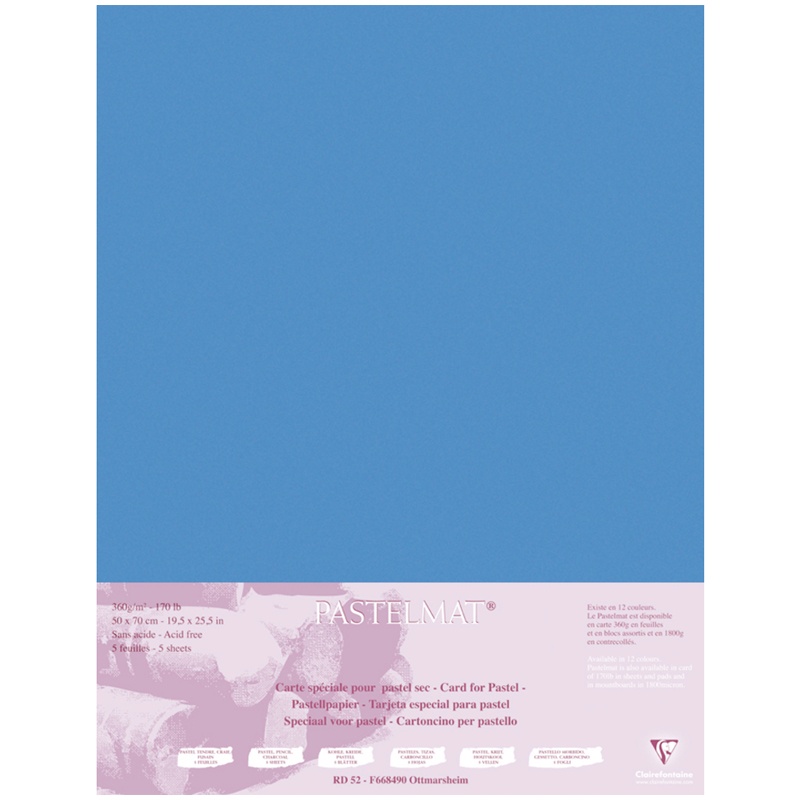 

Clairefontaine 5 листов, 500х700 мм, "Pastelmat", 360 г/м2, бархат, темно-синий