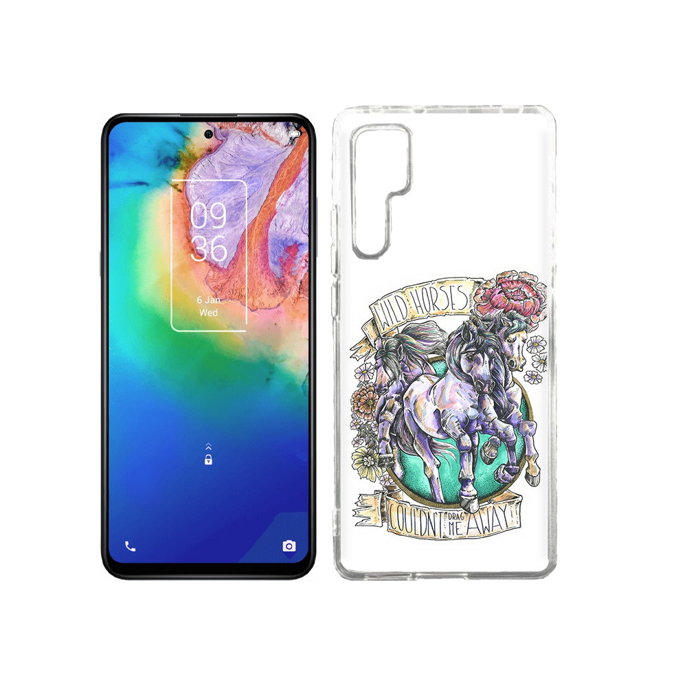 

Чехол MyPads Tocco для TCL 20 Pro рисунок коней в цветах, Прозрачный, Tocco