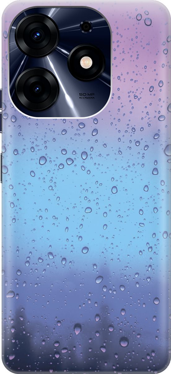 

Силиконовый чехол на Tecno Spark 10 Pro "Капли на стекле", Голубой;синий, 159559