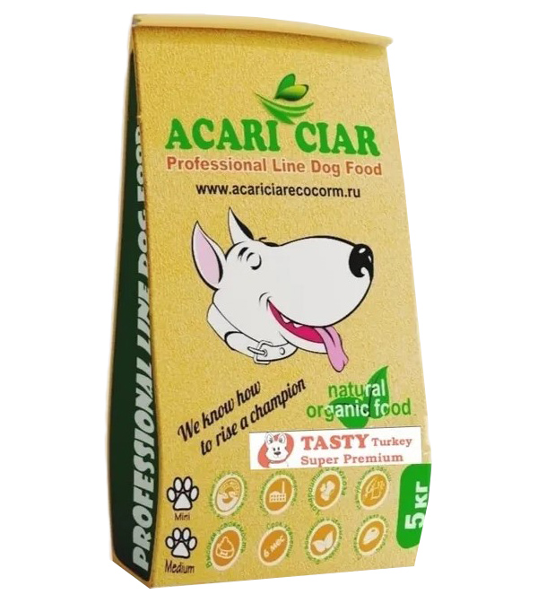 Сухой корм для собак Acari Ciar Professional Line Dog Tasty, медиум гранула, индейка, 5 кг