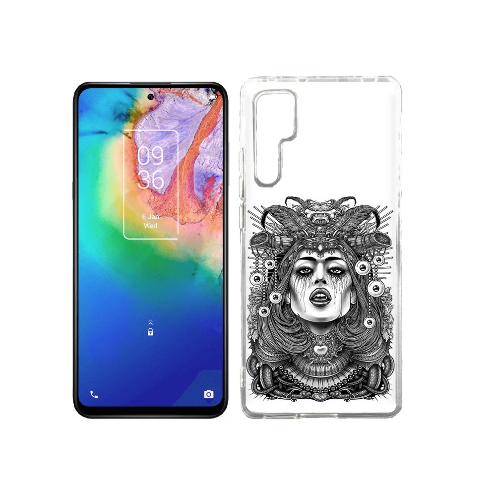 

Чехол MyPads Tocco для TCL 20 Pro портрет девушки черно белый, Прозрачный, Tocco