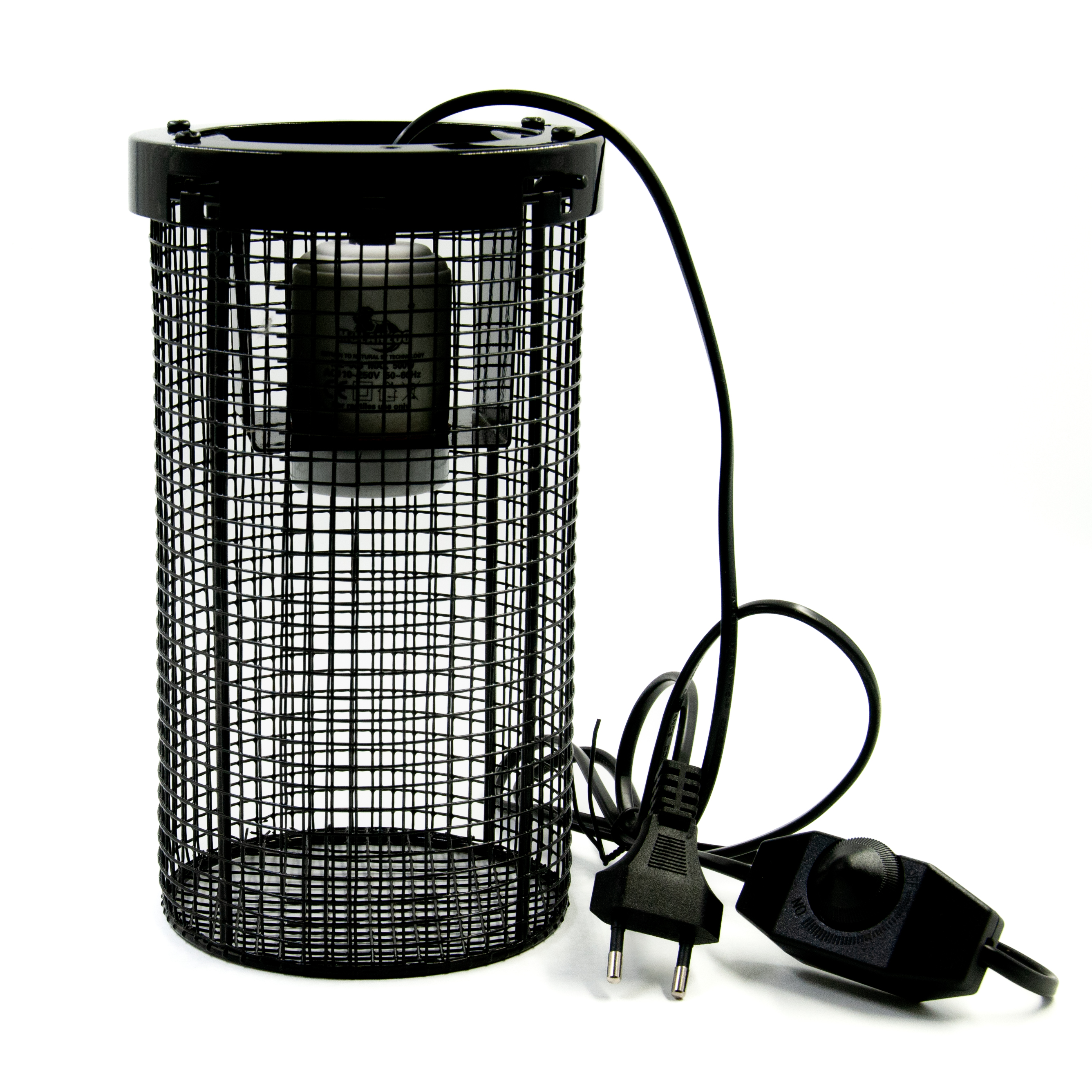 Патрон для террариумов MCLANZOO Е27 с защитной сеткой, чёрный, керамический, 12,9 х 22 см