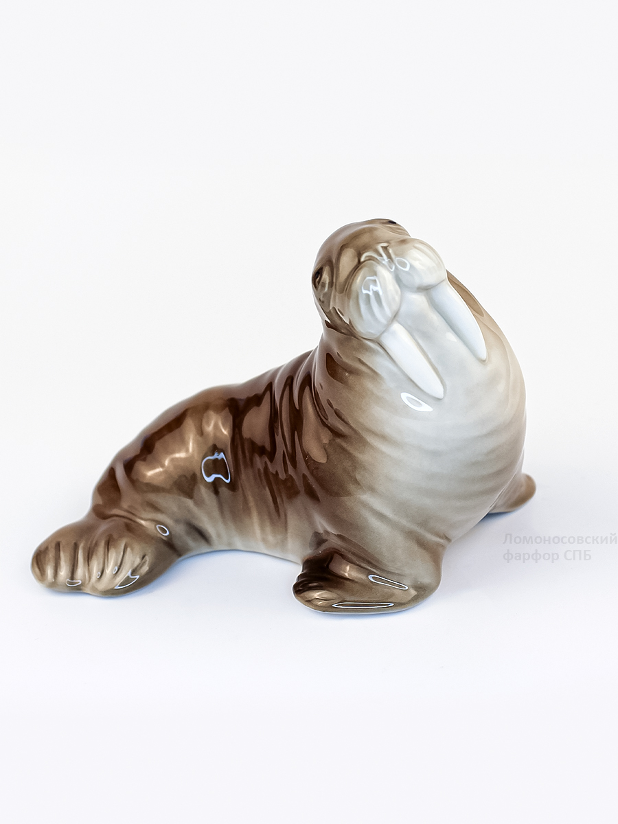 фото Скульптура для интерьера фигурка астраханский фарфор сциталис морж высота 9 см.
