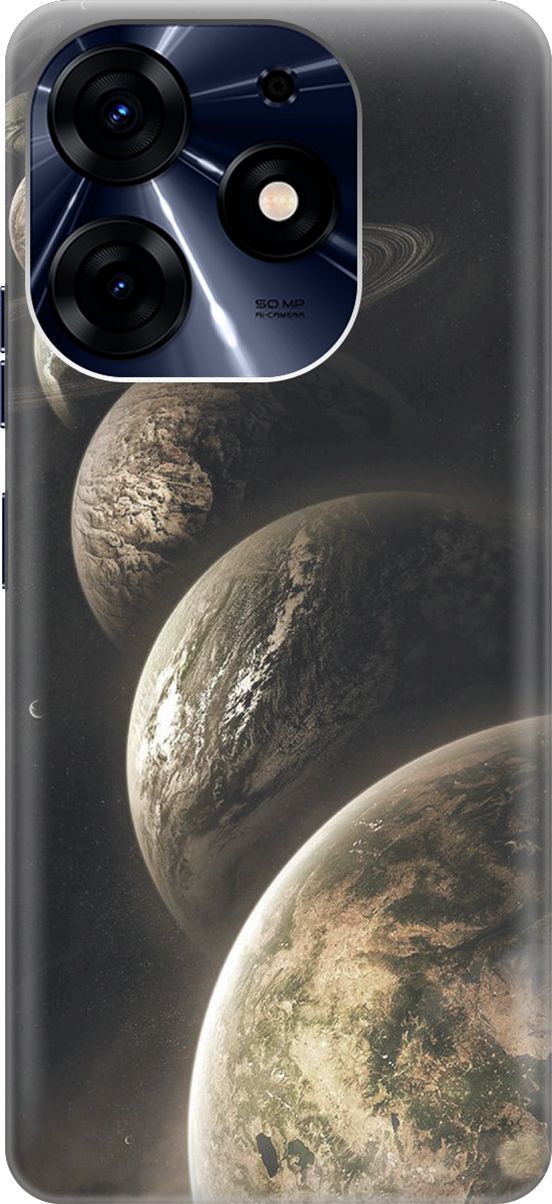 

Силиконовый чехол на Tecno Spark 10 Pro "Парад планет", Бежевый;серый, 159559