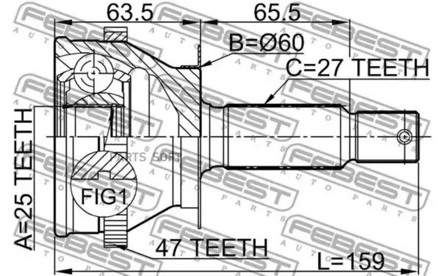 

Шрус Наружный 25X60x27 Febest 1210011A47