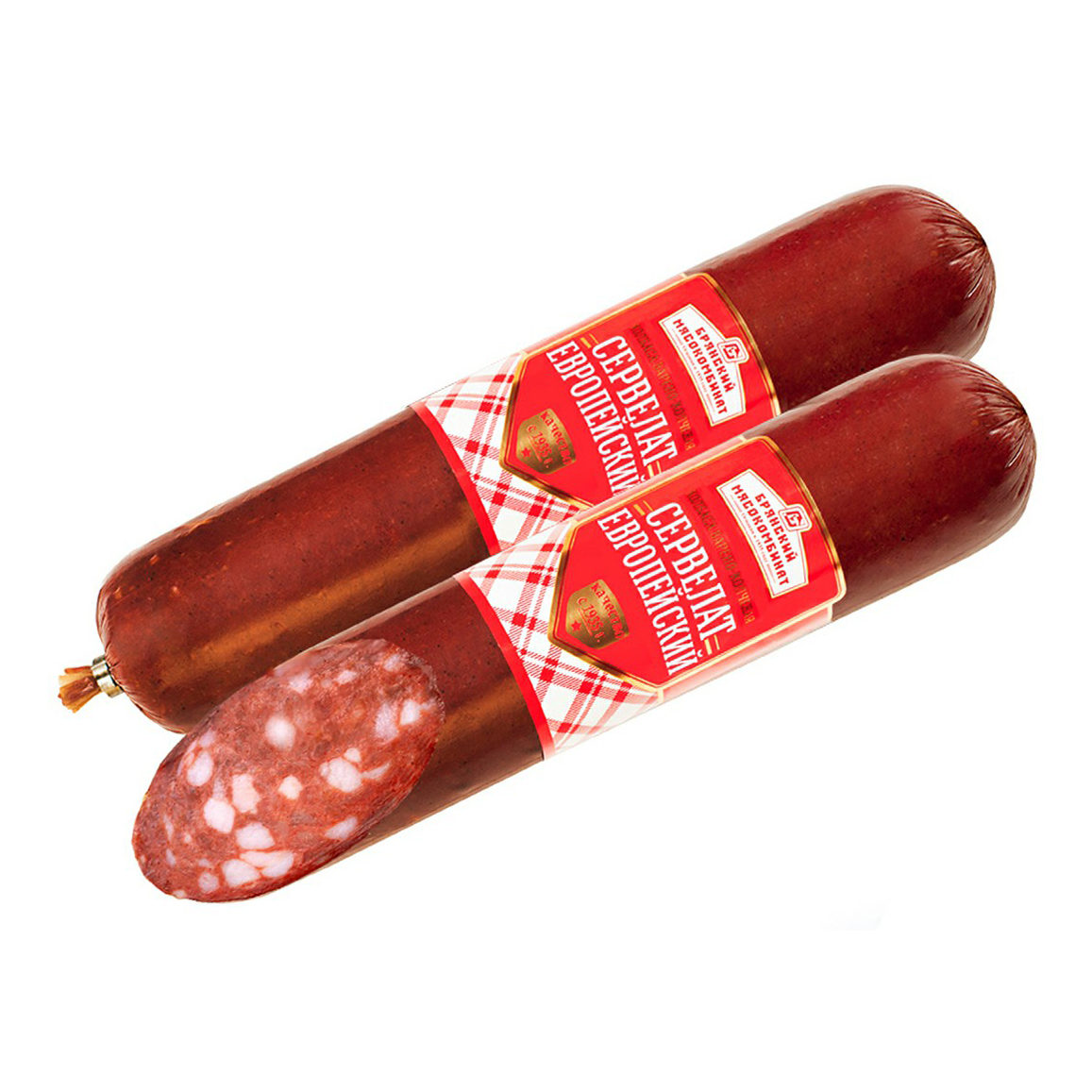

Колбаса варено-копченая Брянский мясокомбинат Сервелат Европейский +-500 г