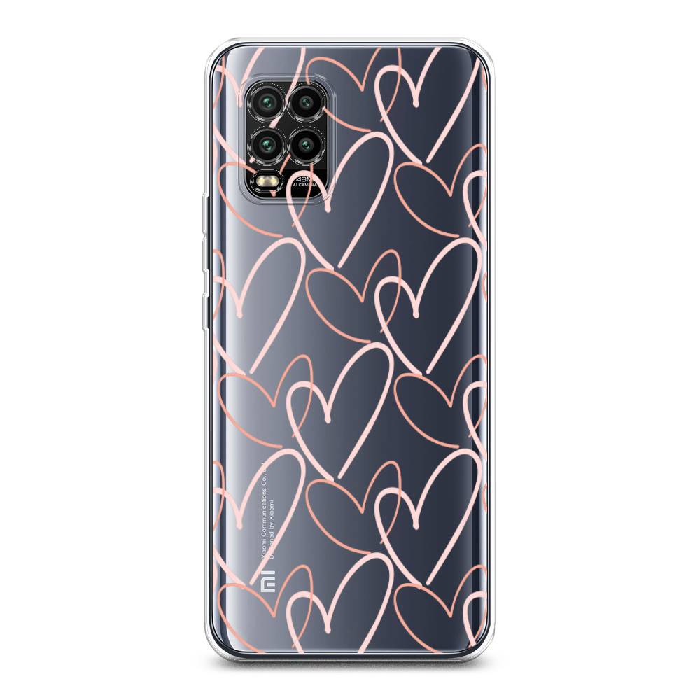 

Чехол на Xiaomi Mi 10 Lite "Узор из сердечек", Розовый;бежевый, 38550-6