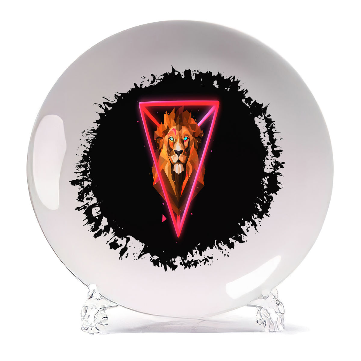 

Тарелка CoolPodarok Лев Арт Амолед Неон