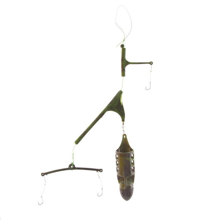 Монтаж фидерный донный X-FEEDER SHARK, кормушка BULLET FLYING-2, 3 крючка, 90 г