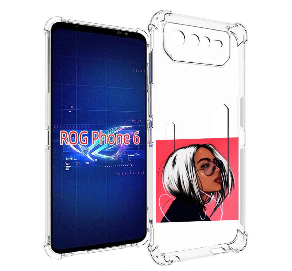Чехол MyPads блондинка-в-прозрачных-очках женский для Asus ROG Phone 6