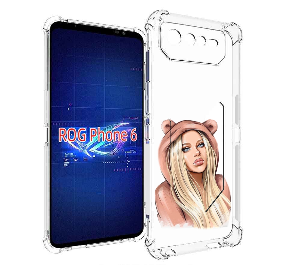 

Чехол MyPads блондинка-в-капюшоне женский для Asus ROG Phone 6, Прозрачный, Tocco
