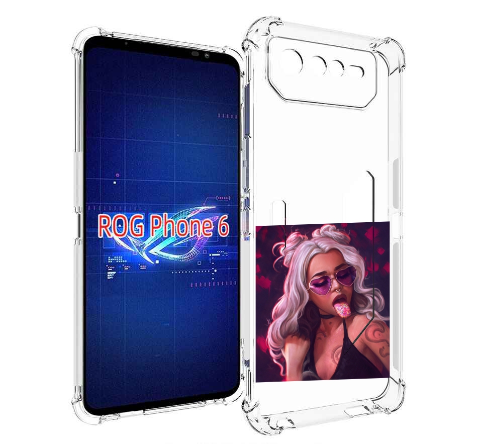

Чехол MyPads блестящий-язык женский для Asus ROG Phone 6, Прозрачный, Tocco