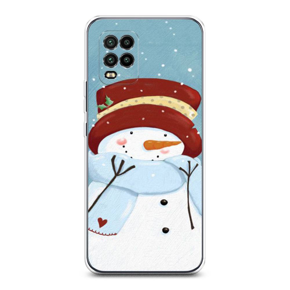 

Чехол на Xiaomi Mi 10 Lite "Застенчивый снеговик", Голубой;белый;красный, 38550-5