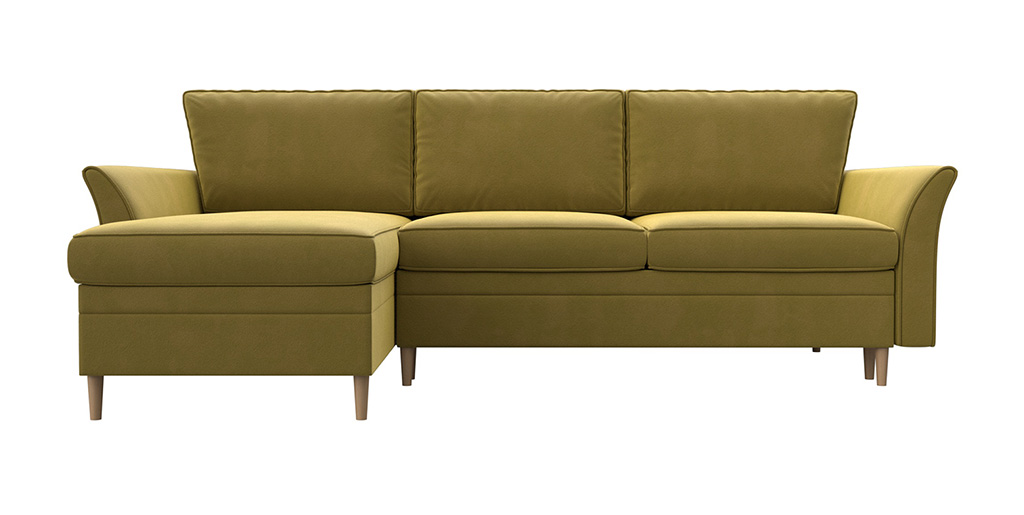 

Угловой диван-кровать 4Home София, 223x148x91см, тик-так, желтый, микровельвет, София У