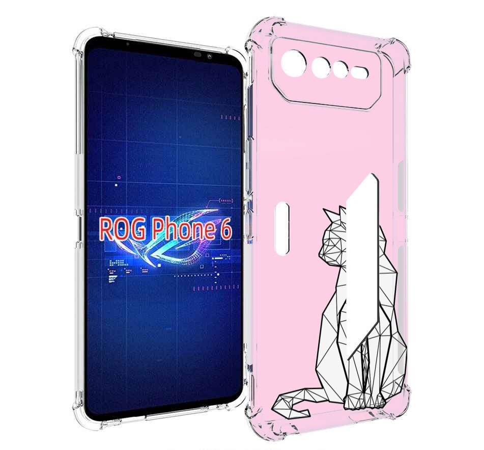 

Чехол MyPads белый котик с гранями для Asus ROG Phone 6, Прозрачный, Tocco