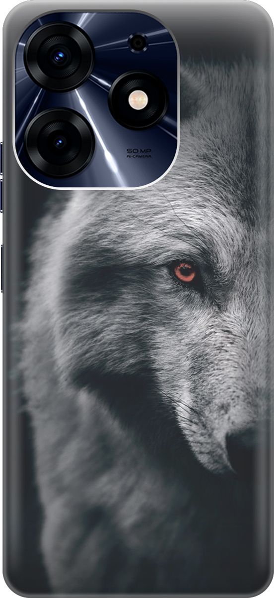 

Силиконовый чехол на Tecno Spark 10 Pro "Красноглазый волк", Красный;серый, 159563