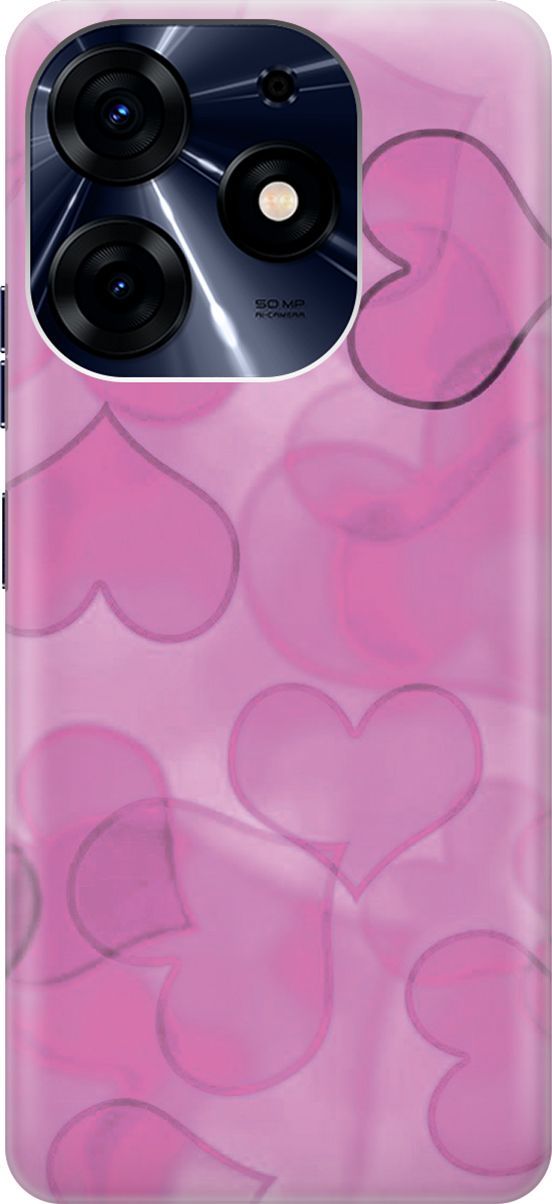 

Силиконовый чехол на Tecno Spark 10 Pro "Розовые сердечки", Розовый, 159557