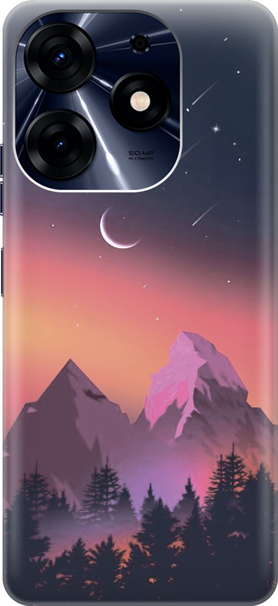 

Силиконовый чехол на Tecno Spark 10 Pro "Горы и звездопад", Оранжевый;черный, 159559