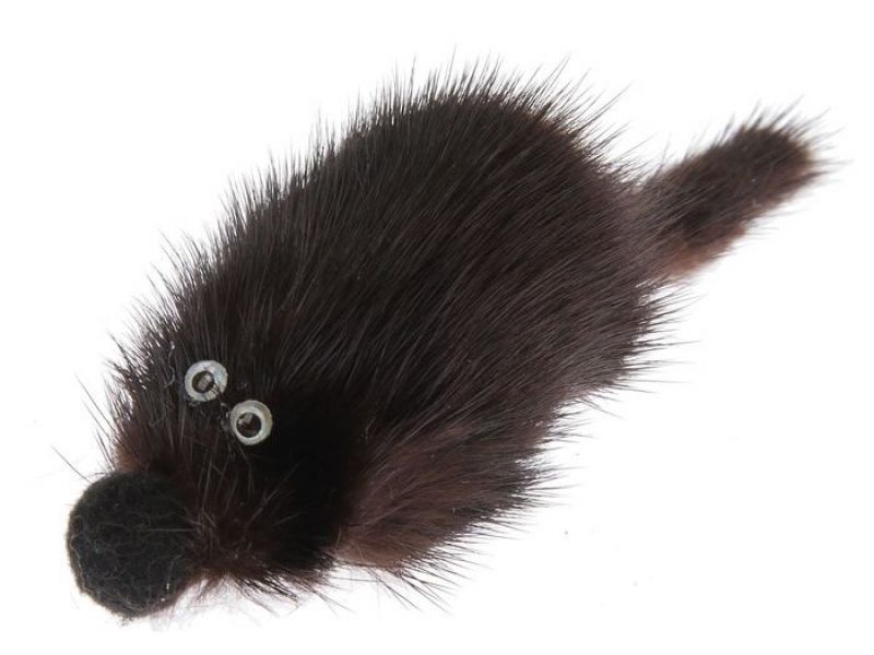 фото Мягкая игрушка для кошек gosi мышь натуральный мех, белый, коричневый, 5 см