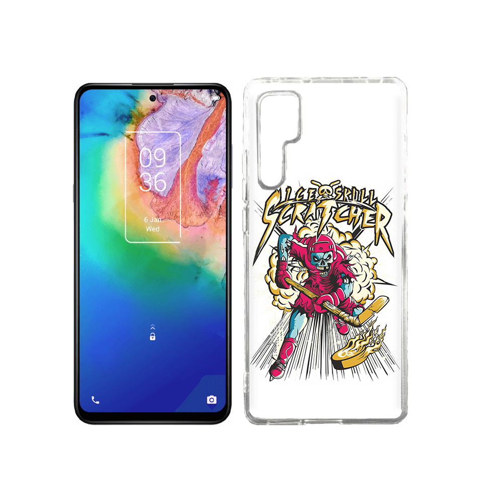 

Чехол MyPads Tocco для TCL 20 Pro нарисованный скелет хоккеист, Прозрачный, Tocco
