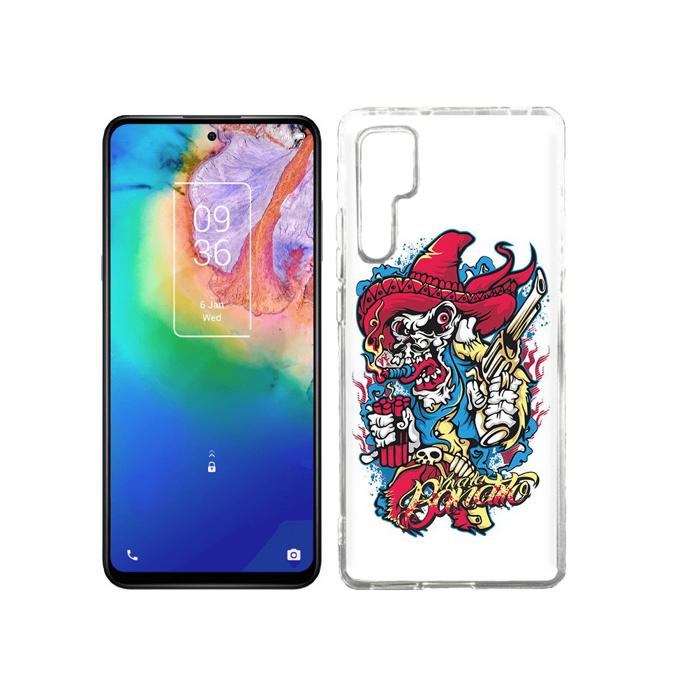 

Чехол MyPads Tocco для TCL 20 Pro нарисованный скелет с писталетом, Прозрачный, Tocco