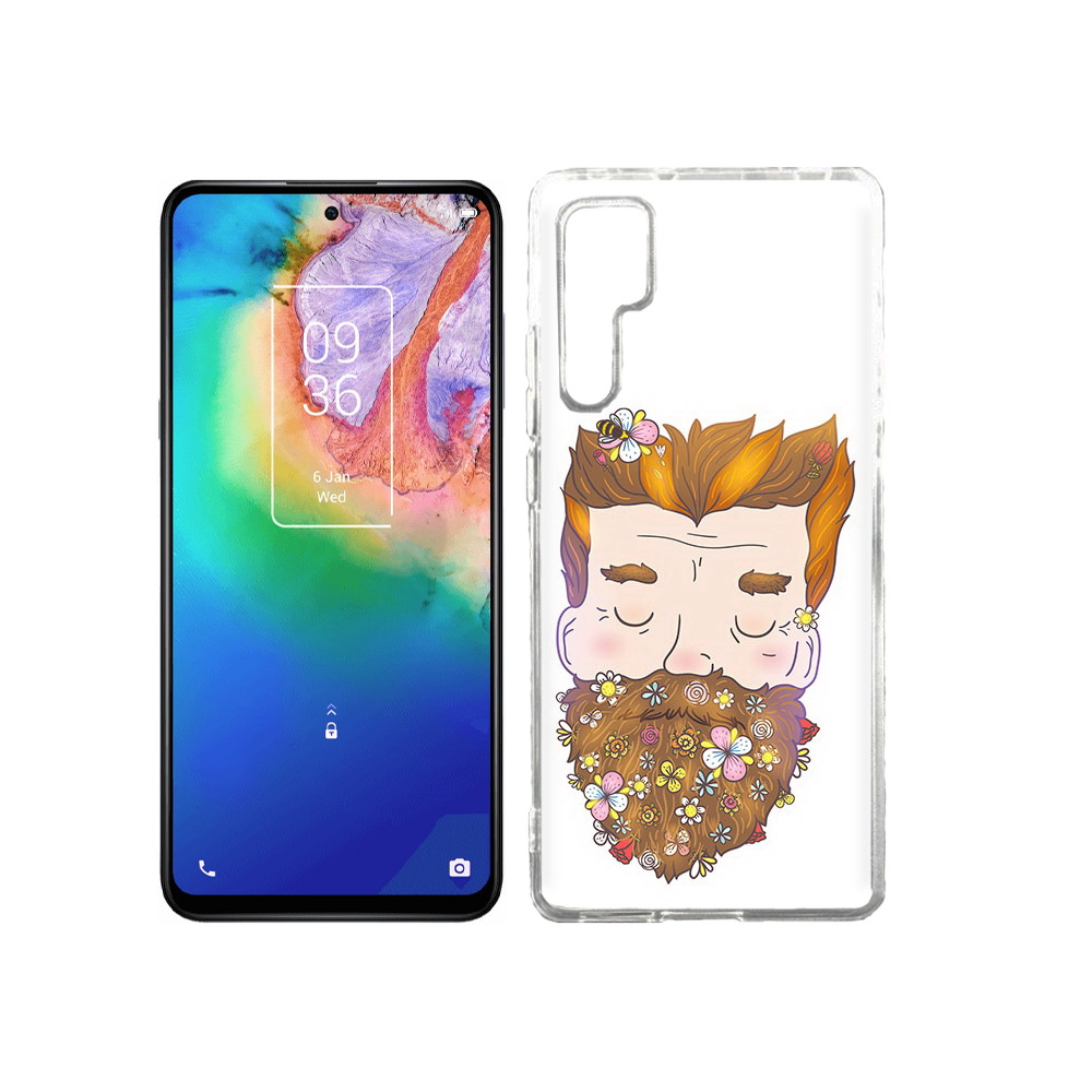 

Чехол MyPads Tocco для TCL 20 Pro мужчина с цветами в бороде, Прозрачный, Tocco