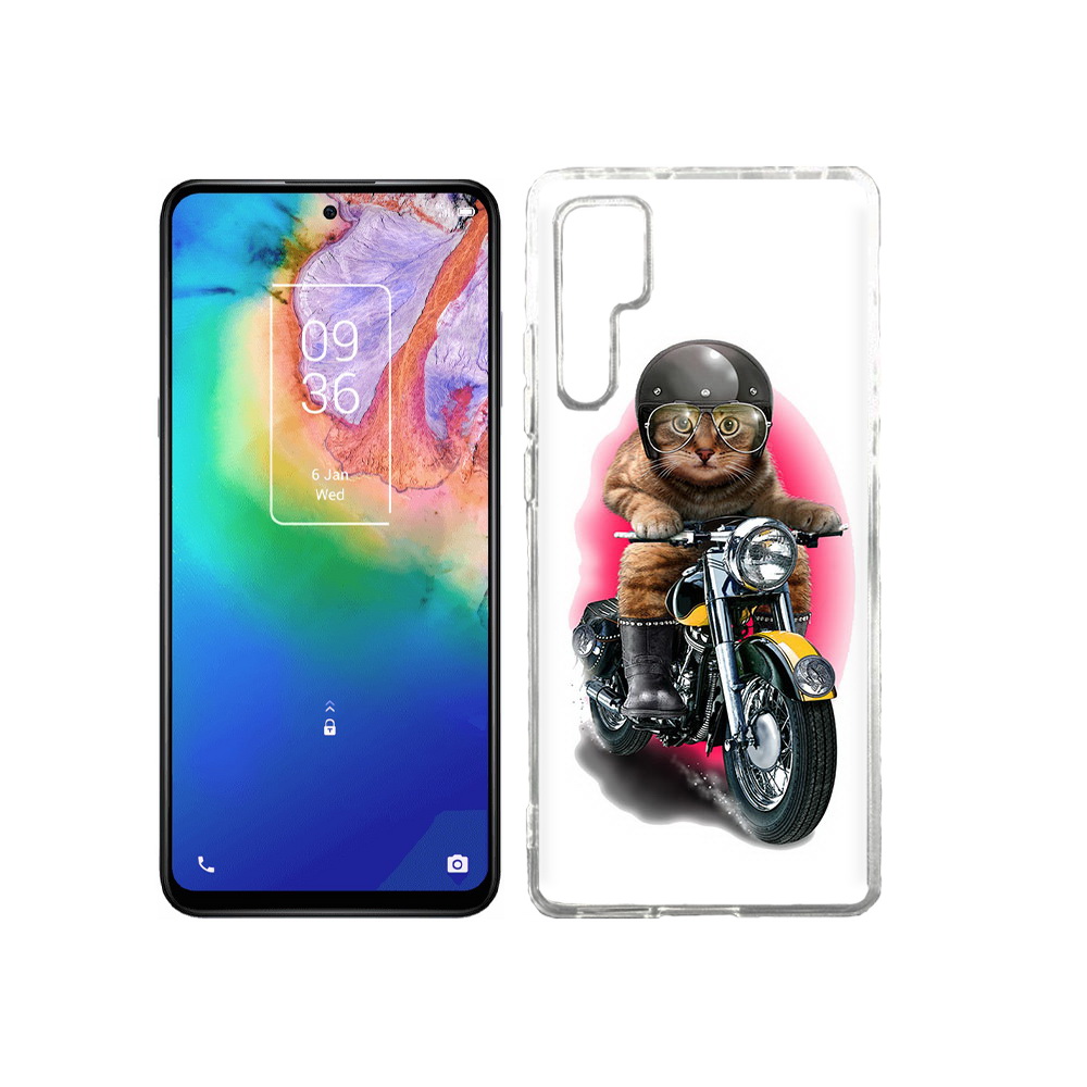 

Чехол MyPads Tocco для TCL 20 Pro мото-кот, Прозрачный, Tocco