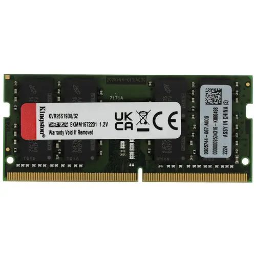 

Оперативная память KINGSTON (KVR26S19D8/32), DDR4 1x32Gb, 2666MHz