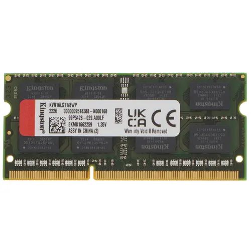 

Оперативная память KINGSTON (KVR16LS11/8WP), DDR3L 1x8Gb, 1600MHz