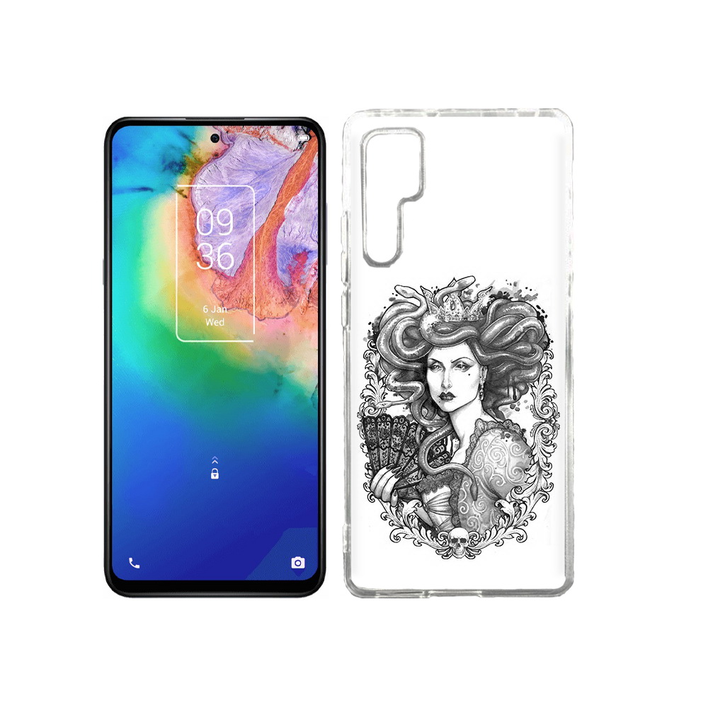 

Чехол MyPads Tocco для TCL 20 Pro медуза черно белый, Прозрачный, Tocco