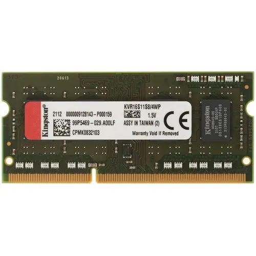 

Оперативная память Kingston (KVR16S11S8/4WP), DDR3 1x4Gb, 1600MHz