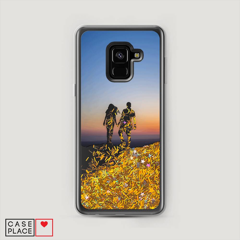 

Жидкий чехол с блестками "Пара на краю света" на Samsung Galaxy A8 2018