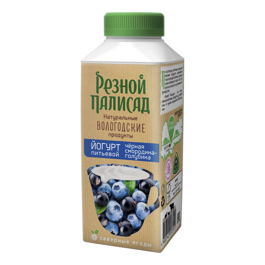 

Питьевой йогурт Резной палисад с черной смородиной и голубикой 2,5% бзмж 330 г