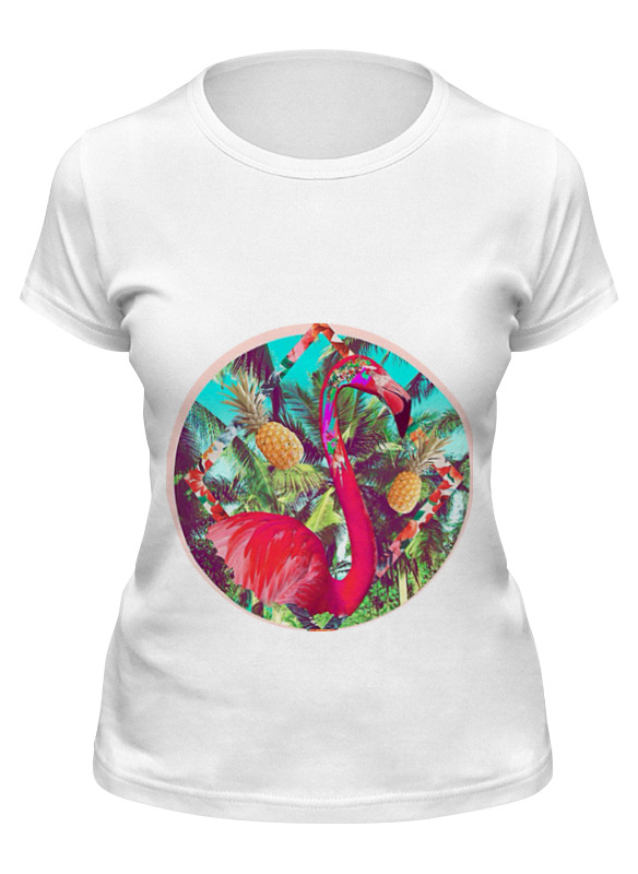 

Футболка женская Printio Розовый фламинго белая S, Белый, Розовый фламинго