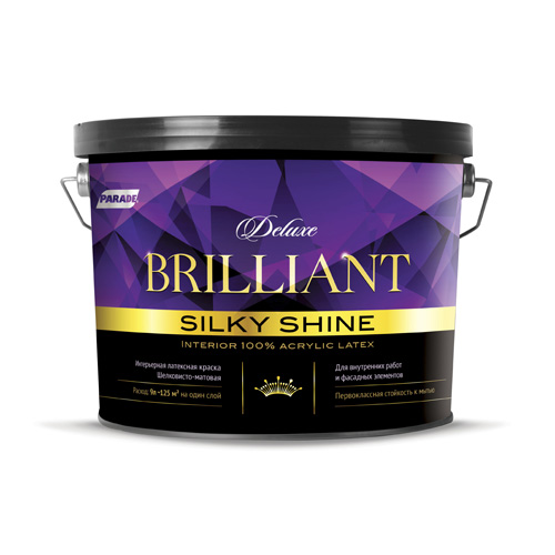 

Краска интерьерная Parade Brilliant Silky Shine база А 9 л, Белый