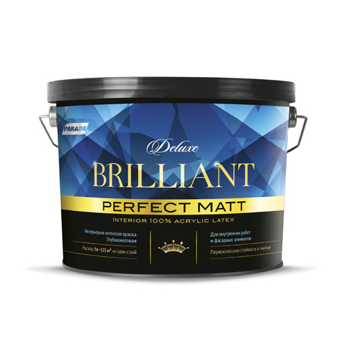 

Краска интерьерная Parade Brilliant Perfect Matt база C 9 л, Белый