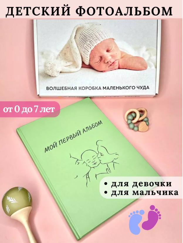Фотоальбом VICTORY детский для новорожденных А4 29х21 см подарочный набор