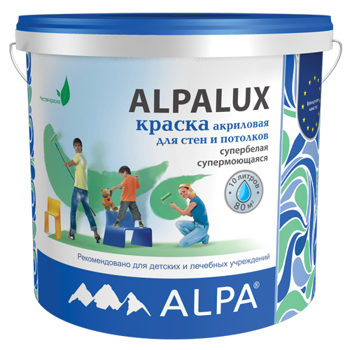 

Краска интерьерная Alpa Alpalux база А 5 л, Белый