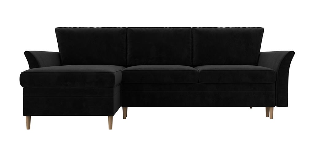 

Угловой диван-кровать 4Home София, 223x148x91см, тик-так, черный, велюр, София У