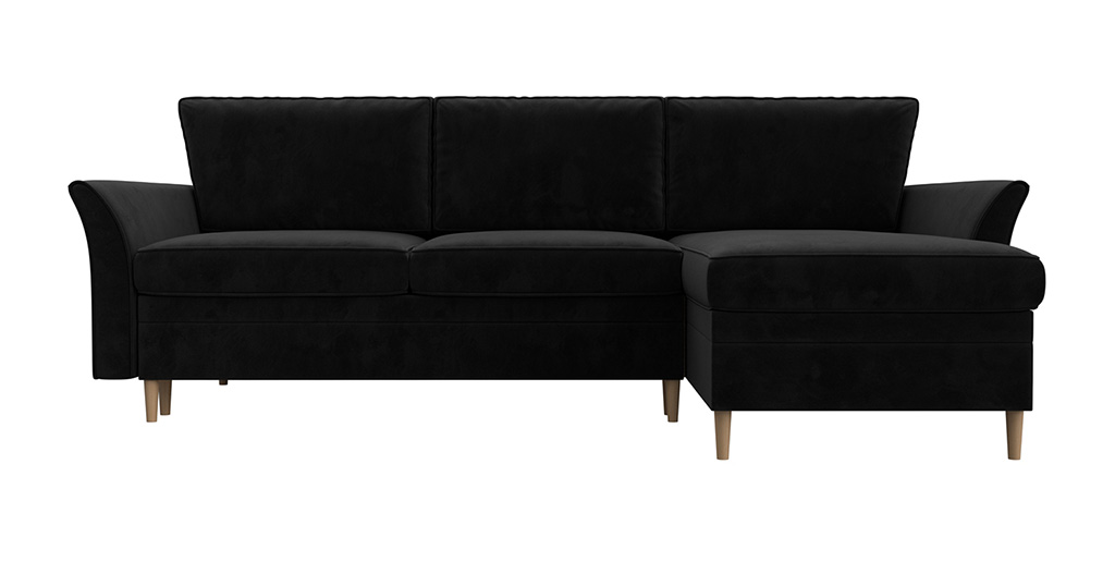 

Угловой диван-кровать 4Home София, 223x148x91см, тик-так, черный, велюр, София У