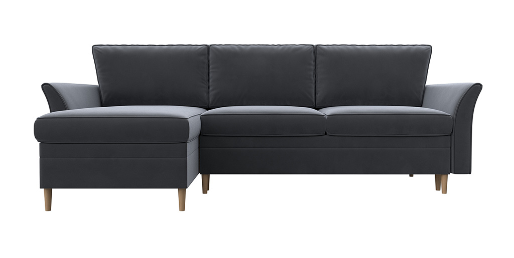

Угловой диван-кровать 4Home София, 223x148x91см, тик-так, серый, велюр, София У
