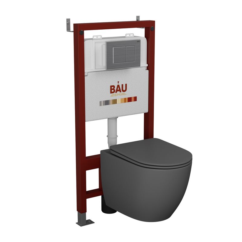 Комплект BAU 6 в 1: инсталляция BAU PRO,унитаз Bau Dream,сиденье,клавиша BAU Stil комплект крепления к стене geberit 111 815 00 1