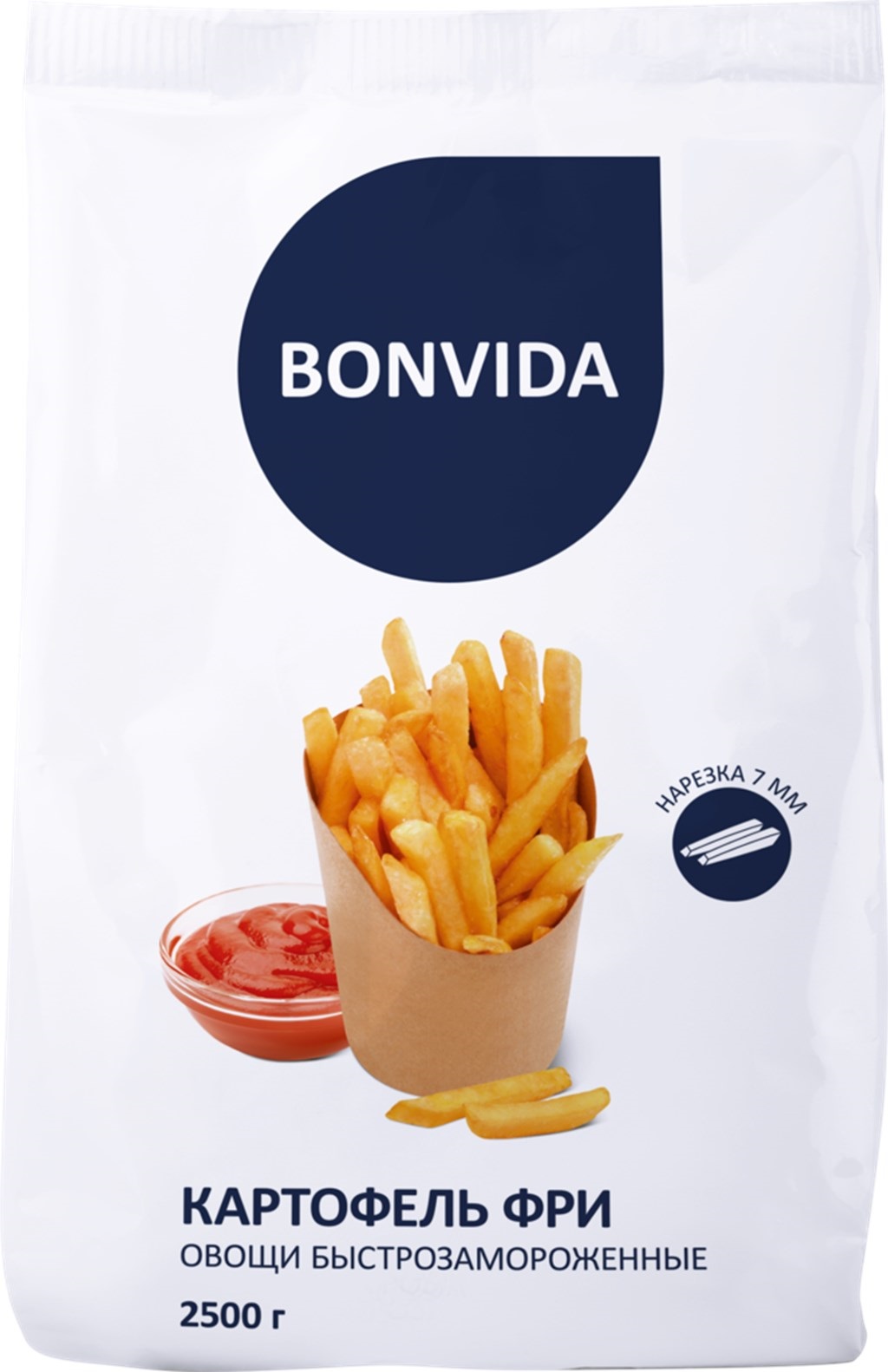 

Картофель фри Bonvida 7 х 7 мм замороженный 2500 г
