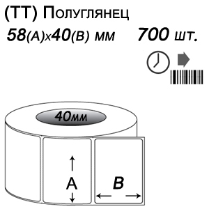 Этикет-лента 58х40 полуглянец (700 этикеток в ролике), втулка 40 мм