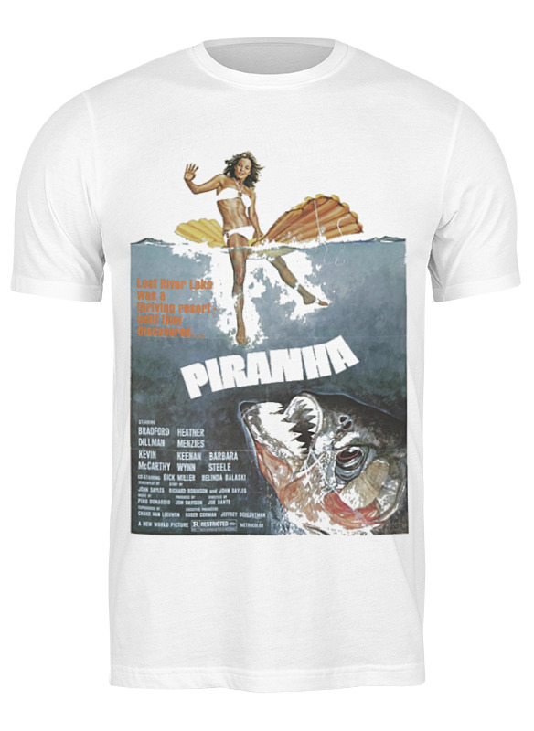 

Футболка мужская Printio Piranha / пираньи белая S, Белый, Piranha / пираньи