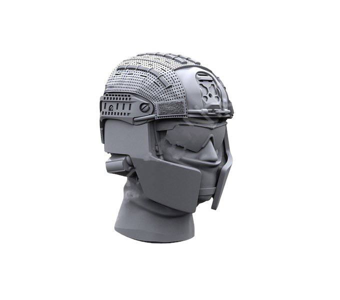 LRE16006 Crye Airframe helmet with cover and choops with head, 1/16 scale